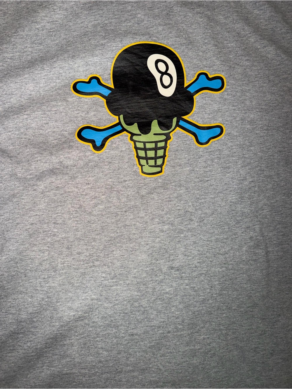 Ice Cream Gray Graphic Tee with Ice Cream 8Ball Skull Design - Picture 2 of 5